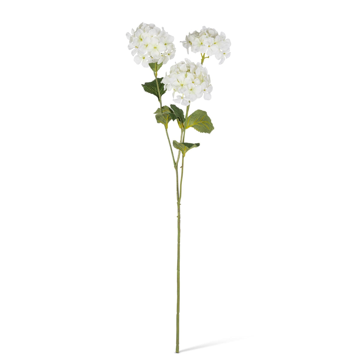 31.1" White Hydrangea Floral Stem with 3 Blooms