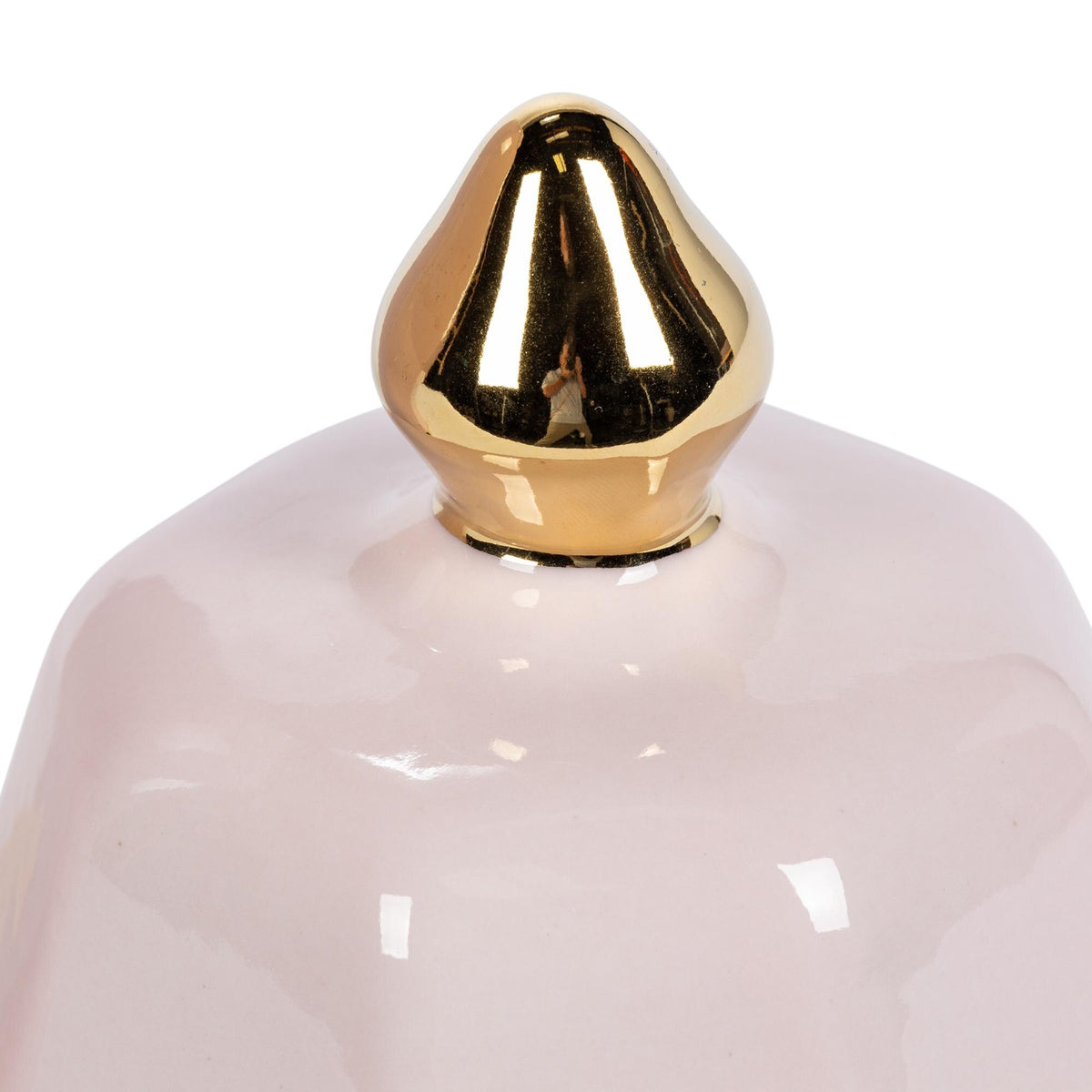 Pink Hexagon Ceramic Jar with Gold Trim, Large