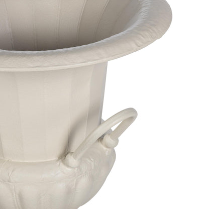 Fluted Metal Urn with Pedestal, Soft White, 33"H