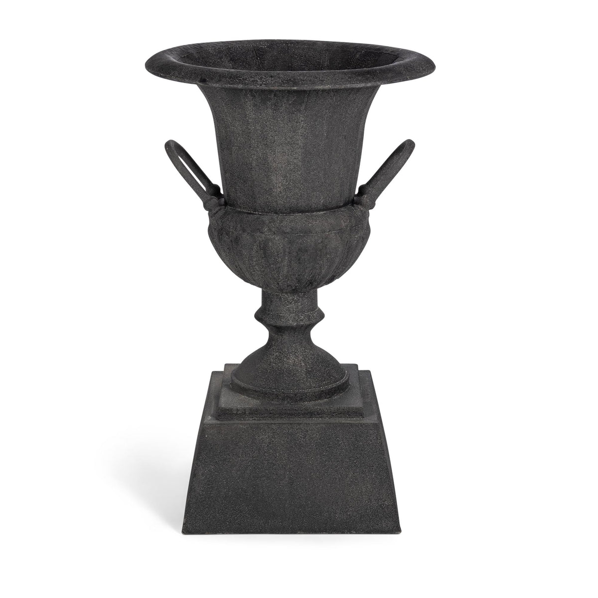 Fluted Metal Urn with Pedestal, Noir, 33"H