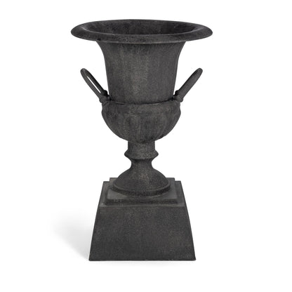 Fluted Metal Urn with Pedestal, Noir, 33"H