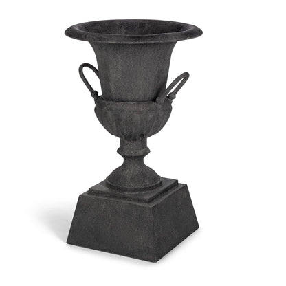 Fluted Metal Urn with Pedestal, Noir, 33"H