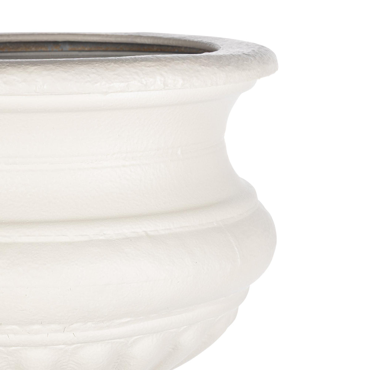 Large Metal Portico Urn w/ Tall Pedestal, Soft White
