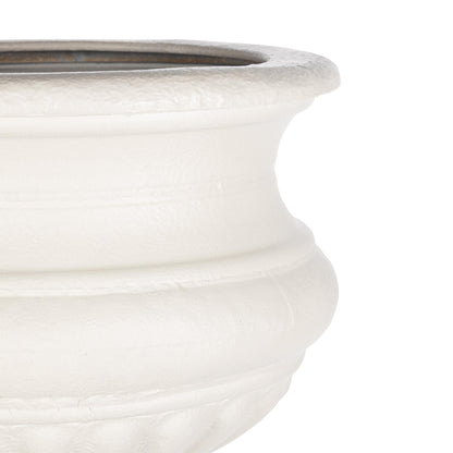 Large Metal Portico Urn w/ Tall Pedestal, Soft White