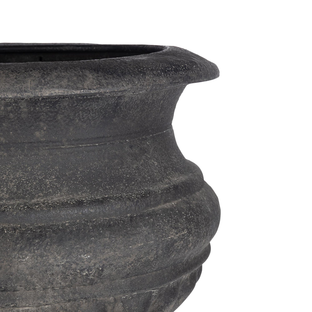 Large Metal Portico Urn w/ Tall Pedestal, Noir