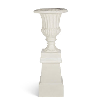 Tall Urn With Pedestal, Soft White, 55.5"H