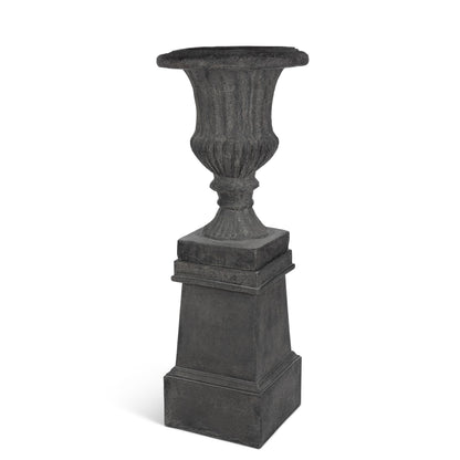 Tall Urn With Pedestal, Soft White, 55.5"H
