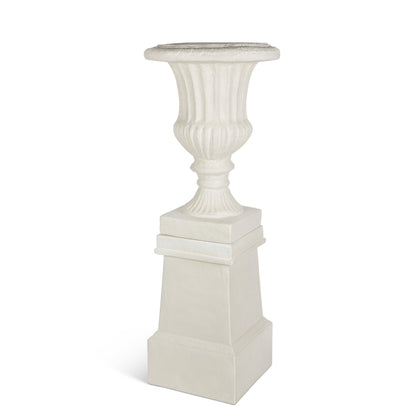 Tall Urn With Pedestal, Soft White, 55.5"H
