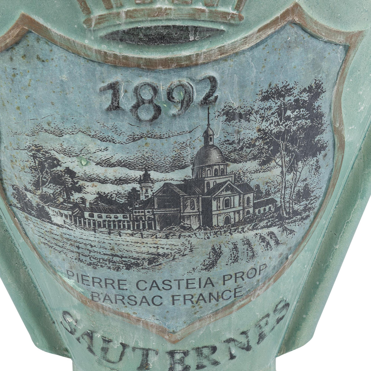 French Metal Picking Basket, Antiqued Green