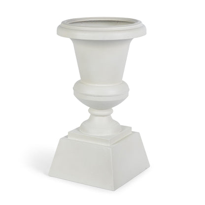 Aged Metal Entry Urn, Soft White