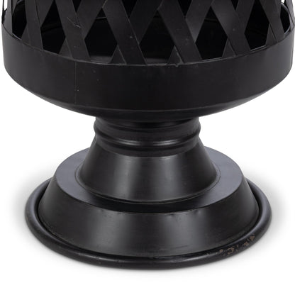 Woven Metal Classic Urn, Antiqued Black, Set of 2