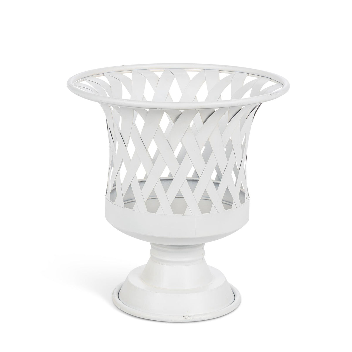 Woven Metal Classic Urn, Antiqued White, Set of 2