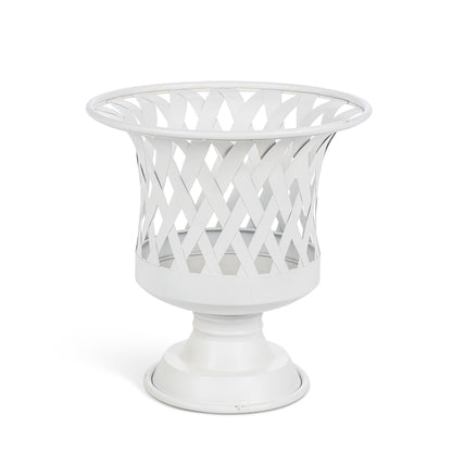 Woven Metal Classic Urn, Antiqued White, Set of 2