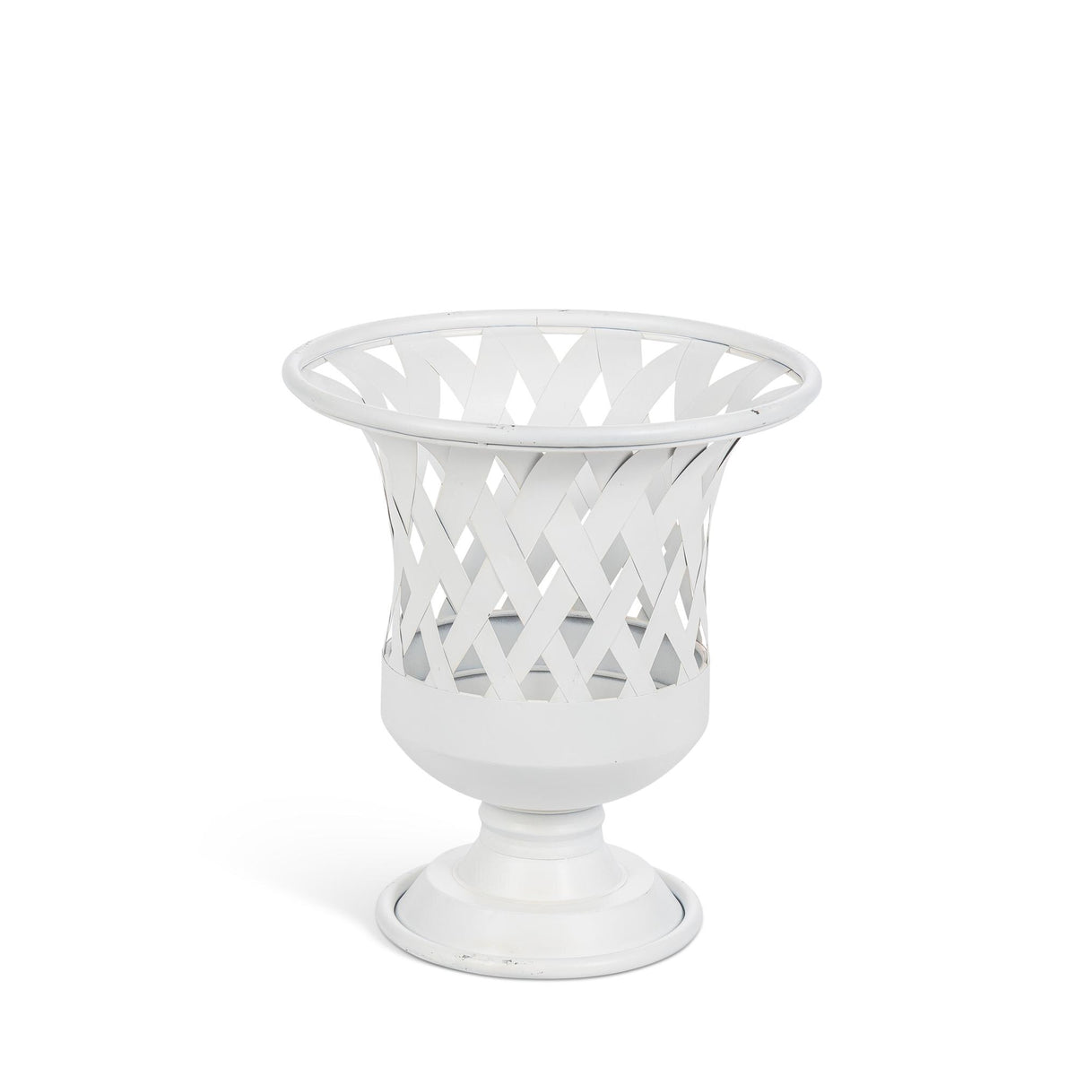 Woven Metal Classic Urn, Antiqued White, Set of 2