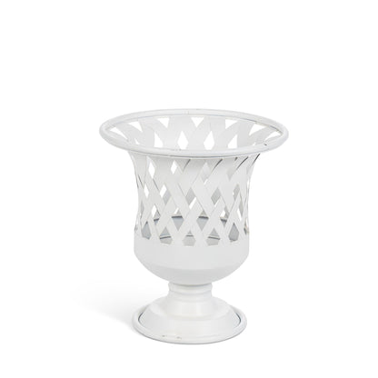 Woven Metal Classic Urn, Antiqued White, Set of 2