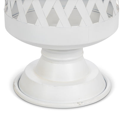 Woven Metal Classic Urn, Antiqued White, Set of 2