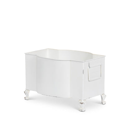 Handsome Footed Metal Planter, Antiqued White, Set of 2