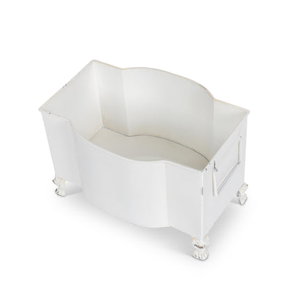 Handsome Footed Metal Planter, Antiqued White, Set of 2