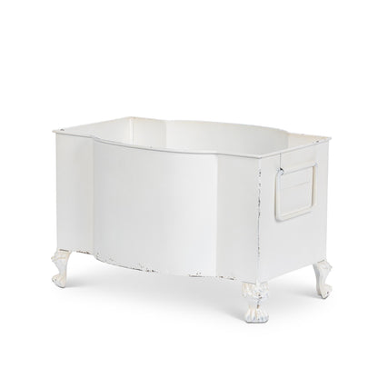 Handsome Footed Metal Planter, Antiqued White, Set of 2