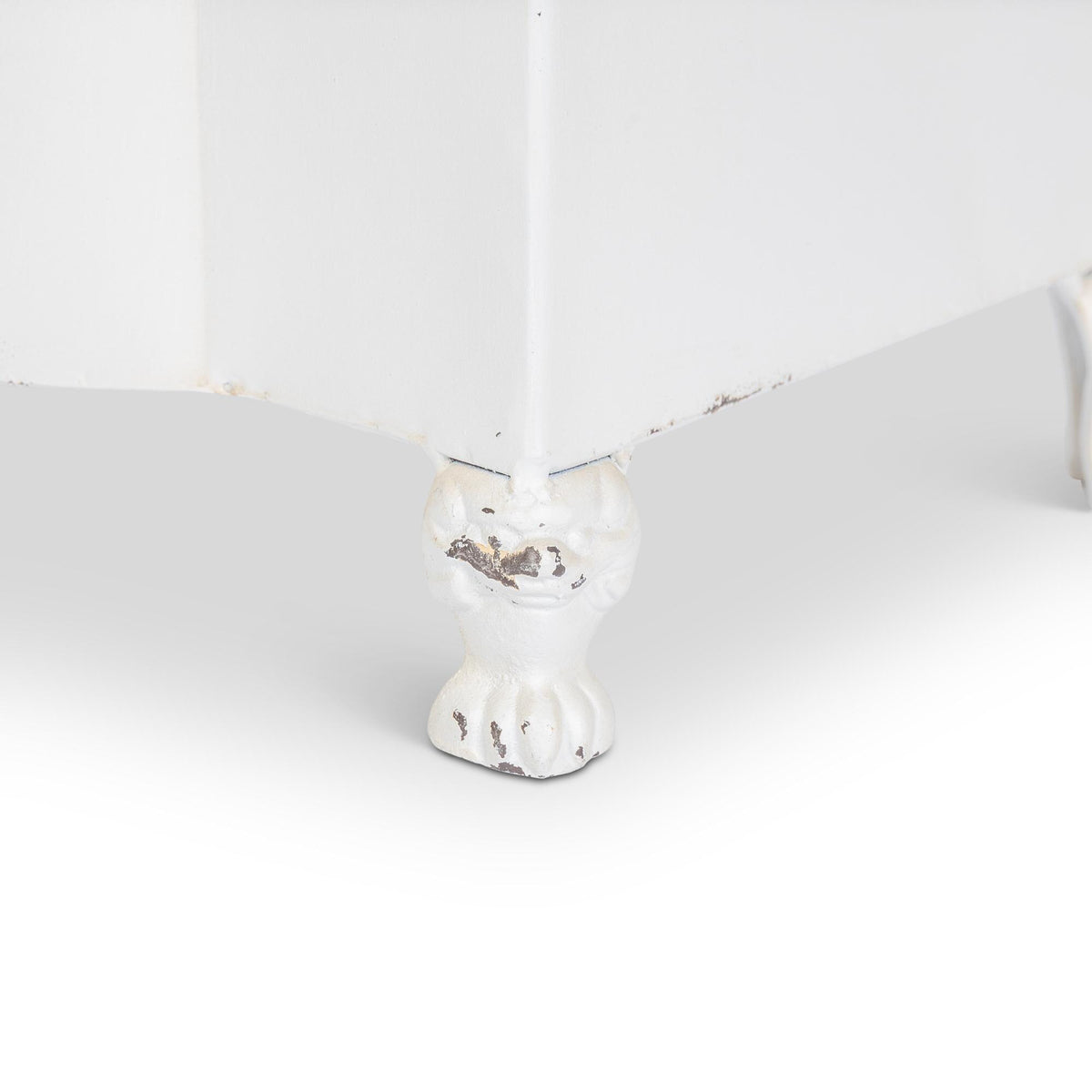 Handsome Footed Metal Planter, Antiqued White, Set of 2