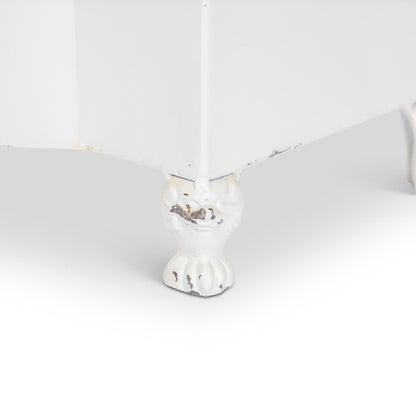 Handsome Footed Metal Planter, Antiqued White, Set of 2