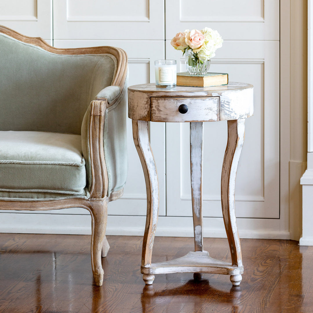 Rustic Country French Claudette Wood Accent Table