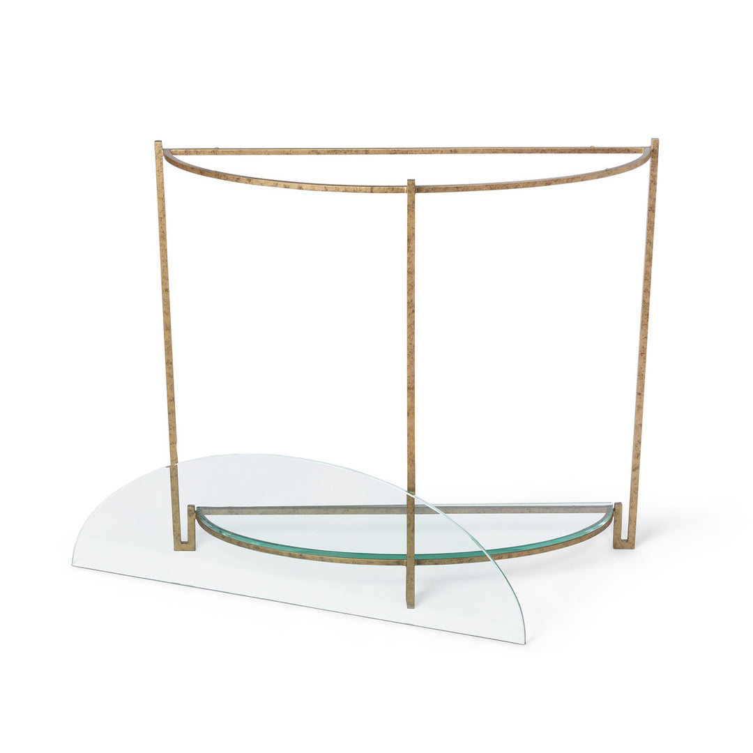 Naomi Iron and Glass Demi Lune Table