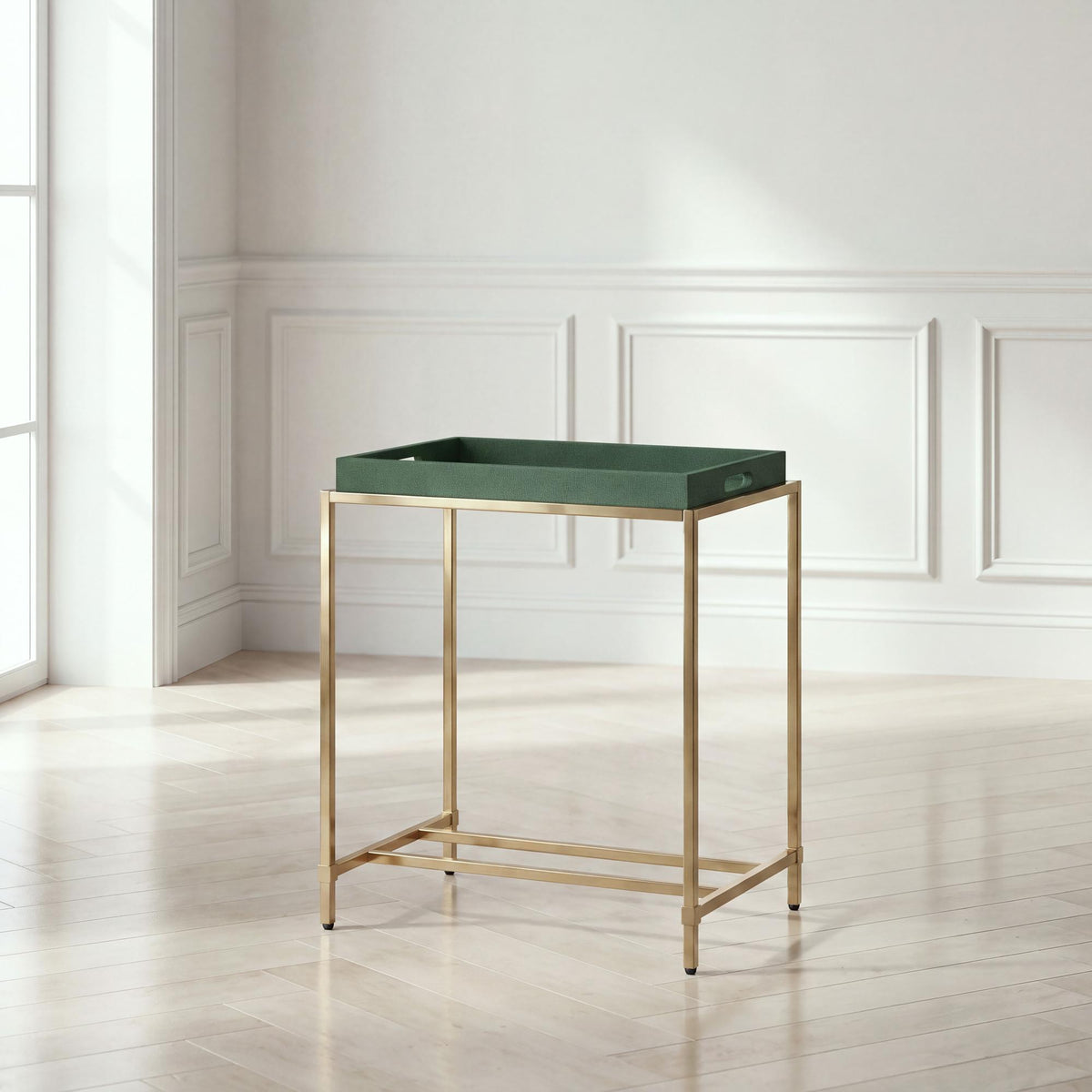 St. Tropez End Table, Mirrored Champagne & Beverly Hills