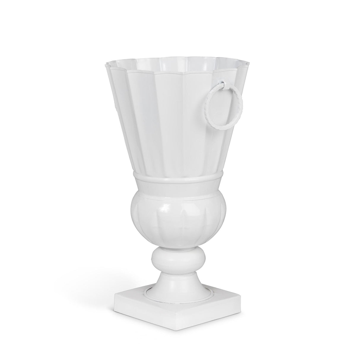 Atlas Outdoor Urn, Small, White Hydrangea