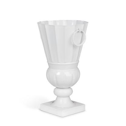 Atlas Outdoor Urn, Small, White Hydrangea