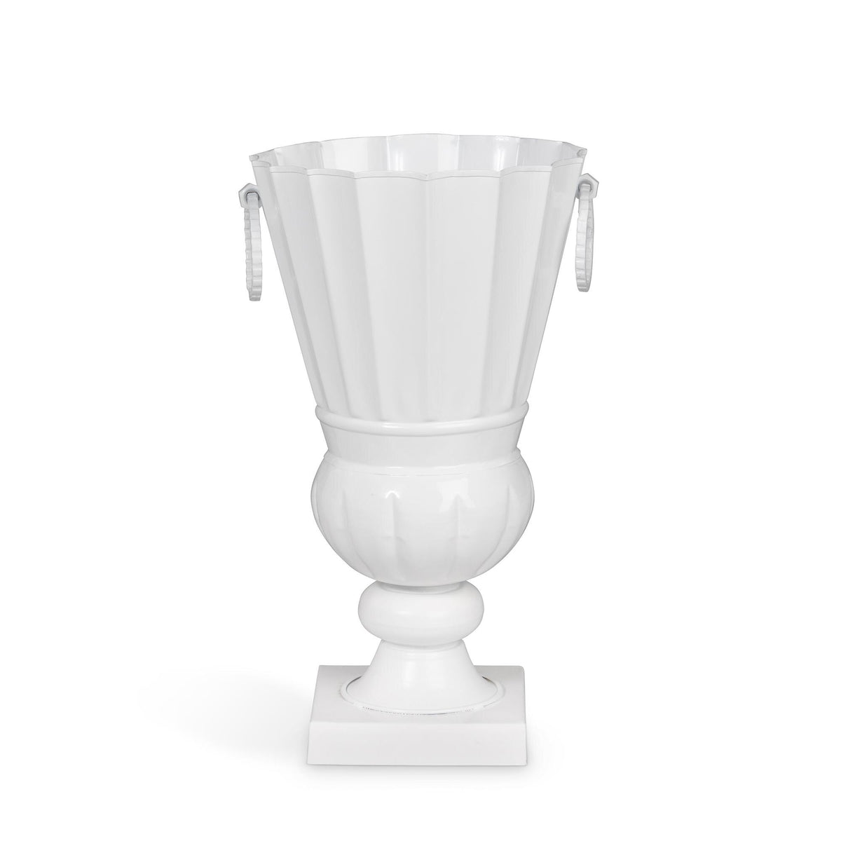Atlas Outdoor Urn, Small, White Hydrangea