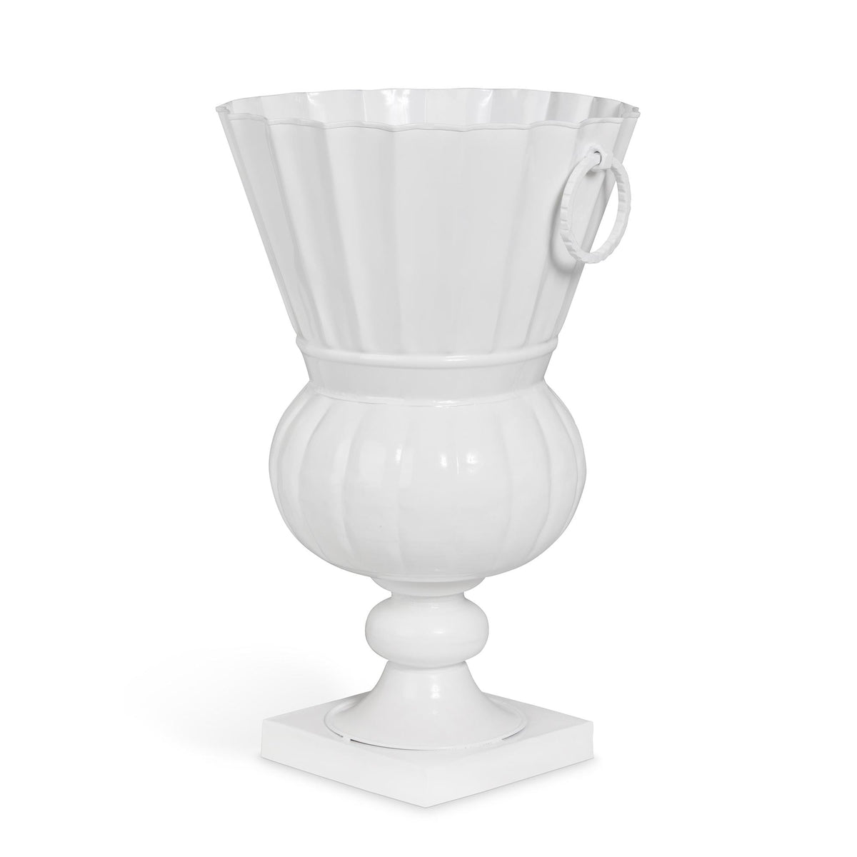 Atlas Outdoor Urn, Large, White Hydrangea