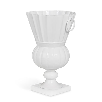 Atlas Outdoor Urn, Large, White Hydrangea
