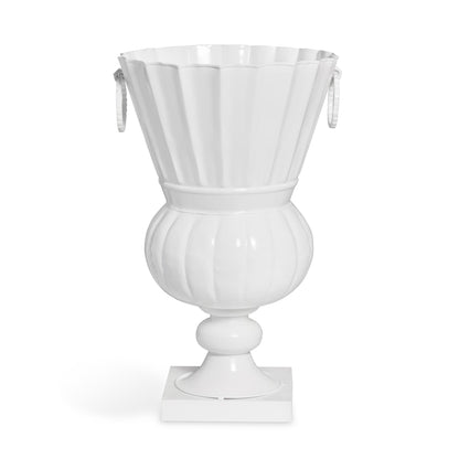 Atlas Outdoor Urn, Large, White Hydrangea