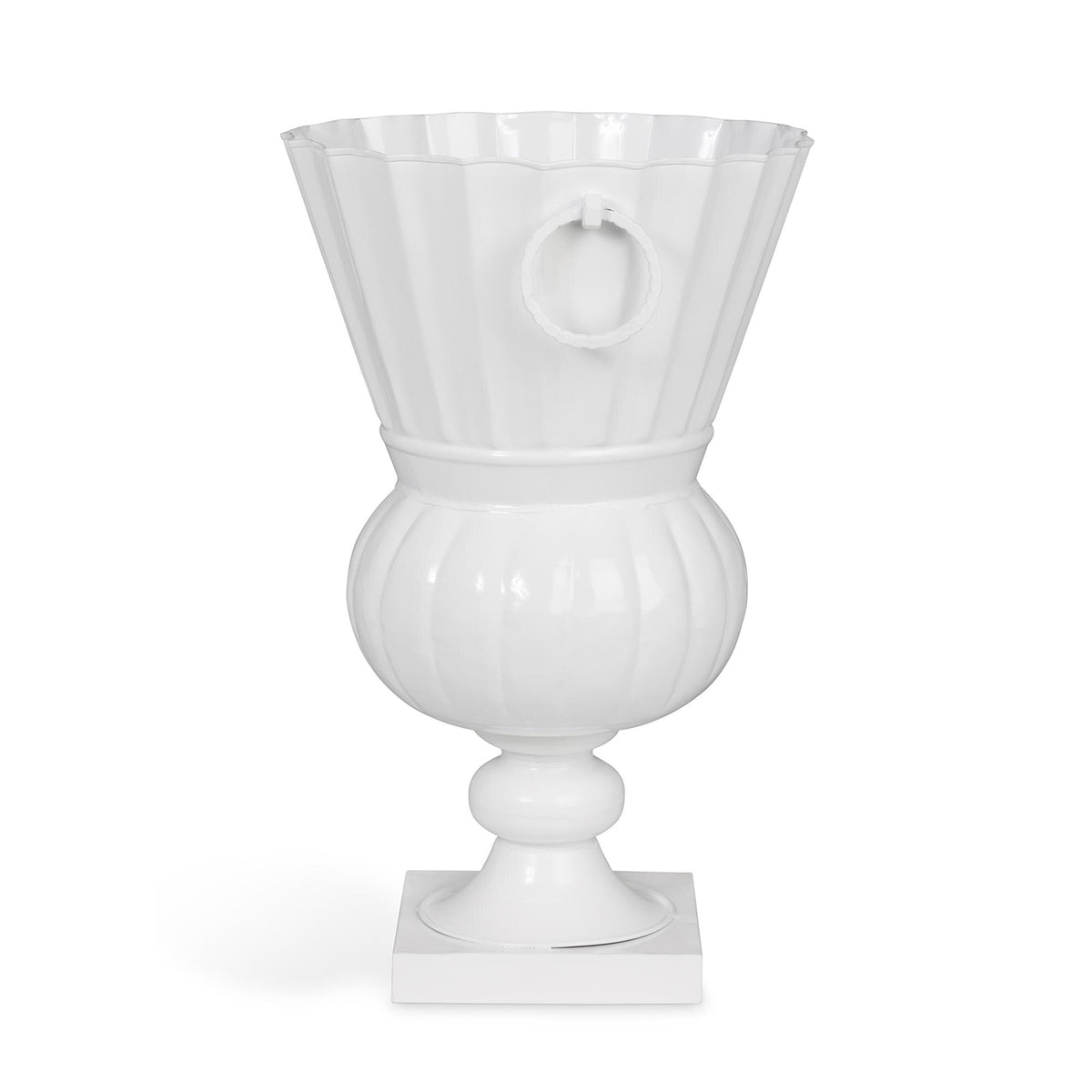 Atlas Outdoor Urn, Large, White Hydrangea