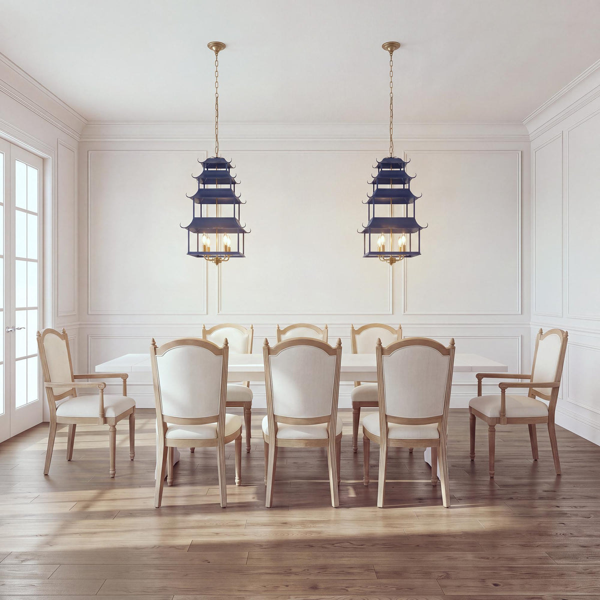 Peace Pagoda Chandelier, Navy
