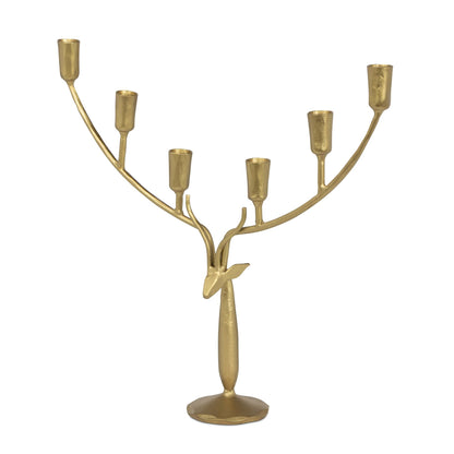 Stag Candle Holder, Large, Antiqued Gold
