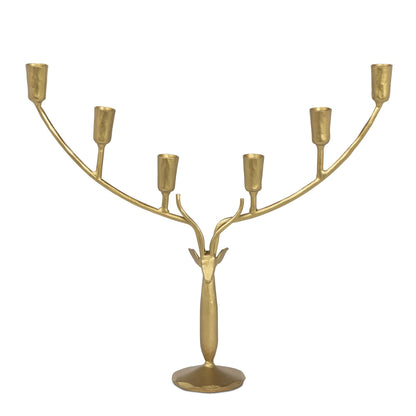 Stag Candle Holder, Large, Antiqued Gold