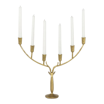 Stag Candle Holder, Large, Antiqued Gold