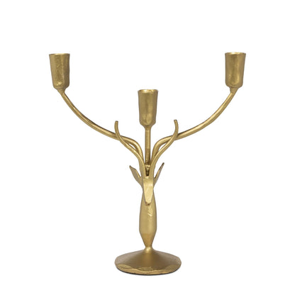 Stag Candle Holder, Small, Antiqued Gold