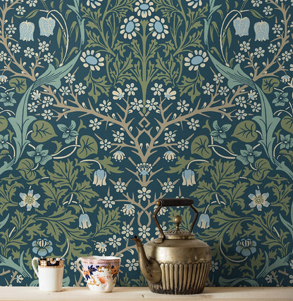 Victorian Garden Floral Vintage Prepasted Wallpaper