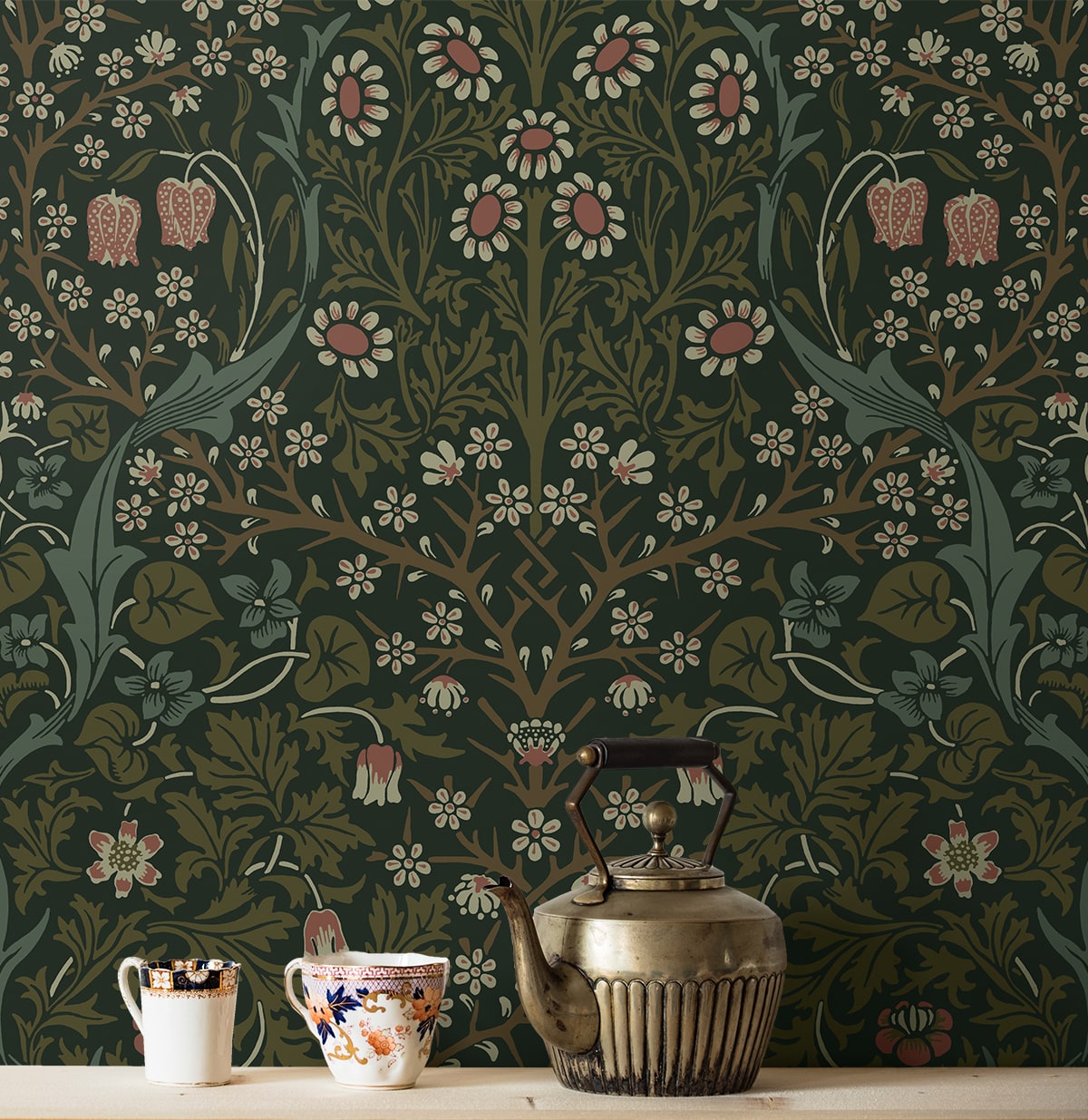 Victorian Garden Floral Vintage Prepasted Wallpaper