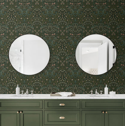 Victorian Garden Floral Vintage Prepasted Wallpaper