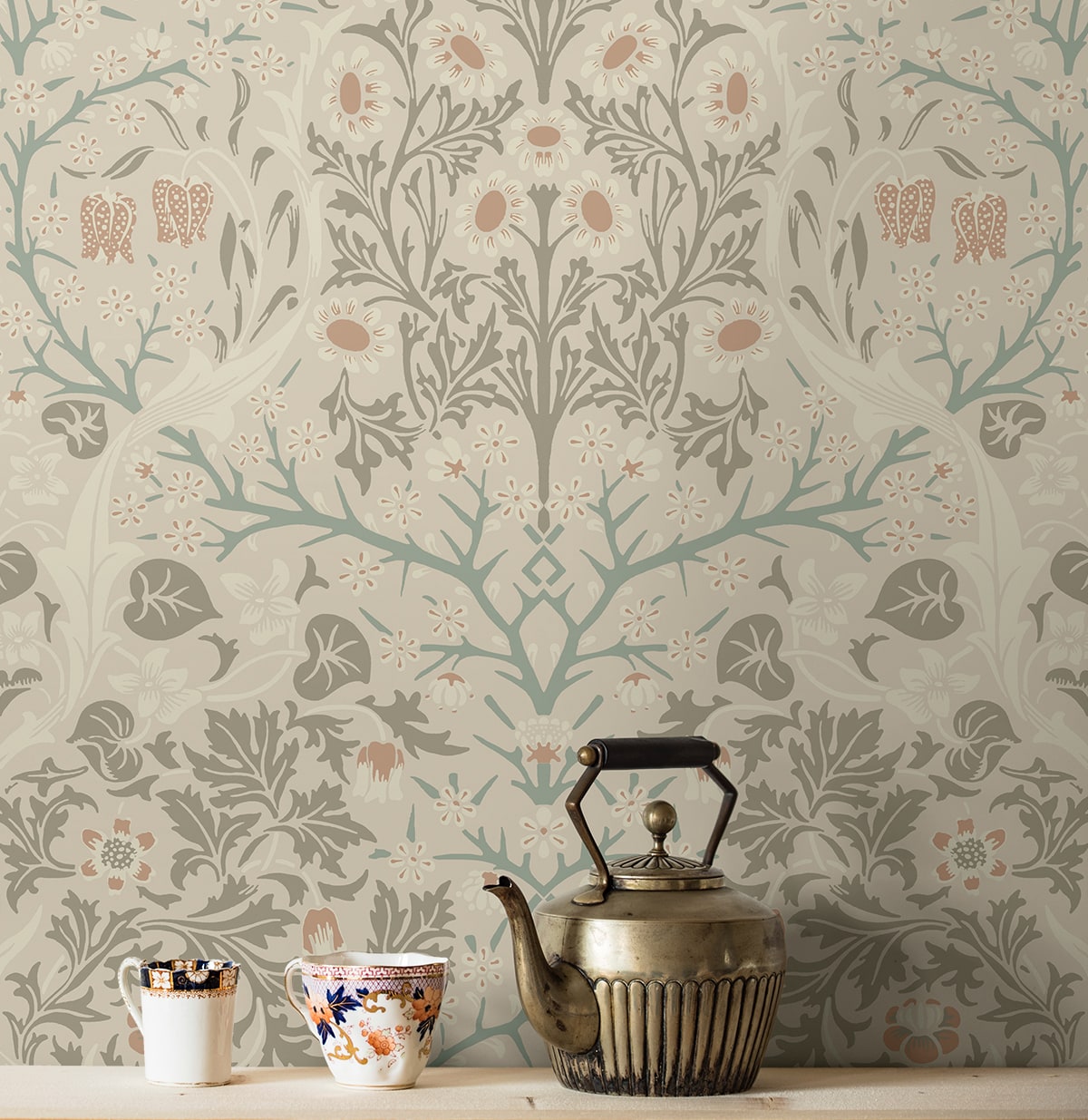 Victorian Garden Floral Vintage Prepasted Wallpaper