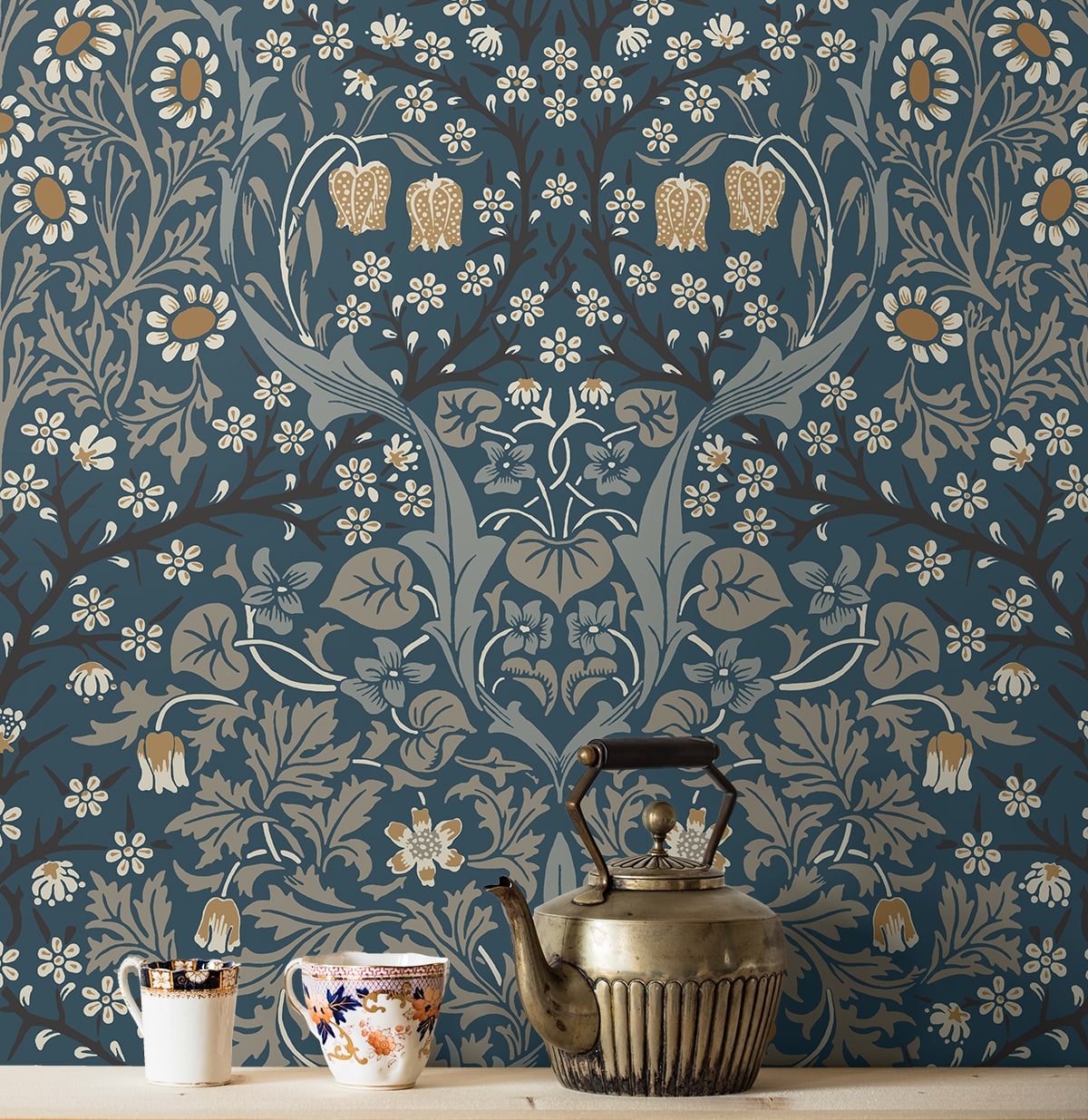 Victorian Garden Floral Vintage Prepasted Wallpaper