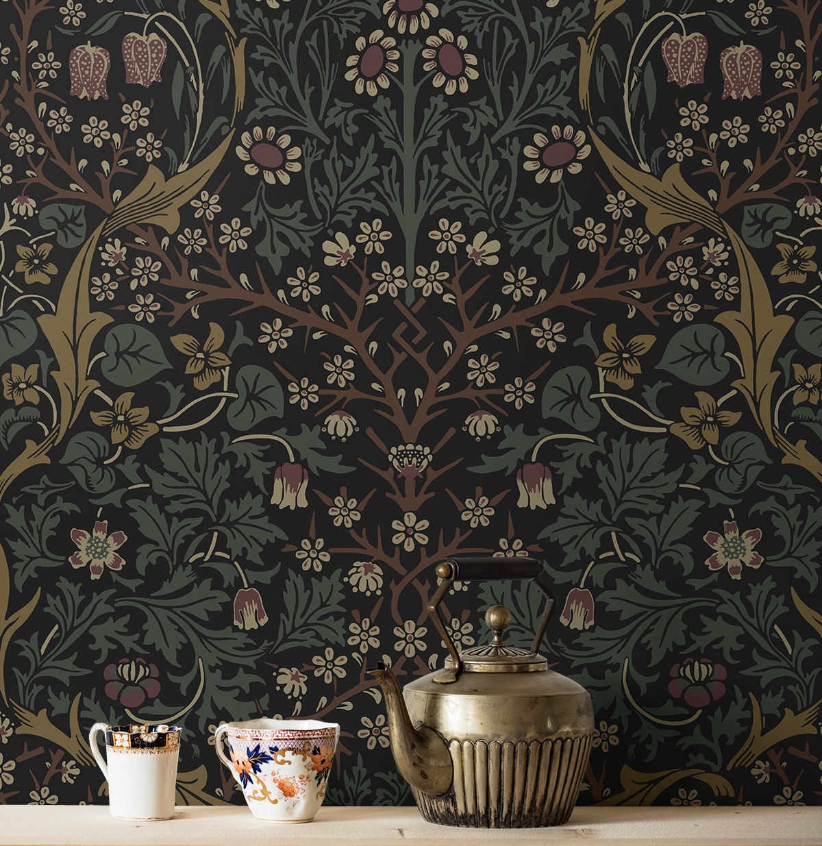 Victorian Garden Floral Vintage Prepasted Wallpaper