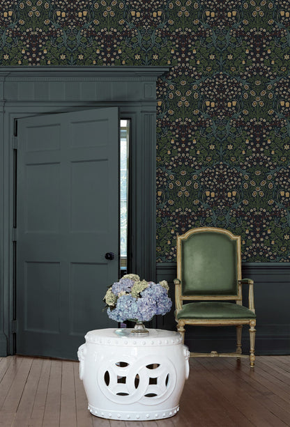 Victorian Garden Floral Vintage Prepasted Wallpaper