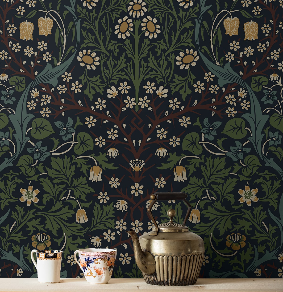 Victorian Garden Floral Vintage Prepasted Wallpaper