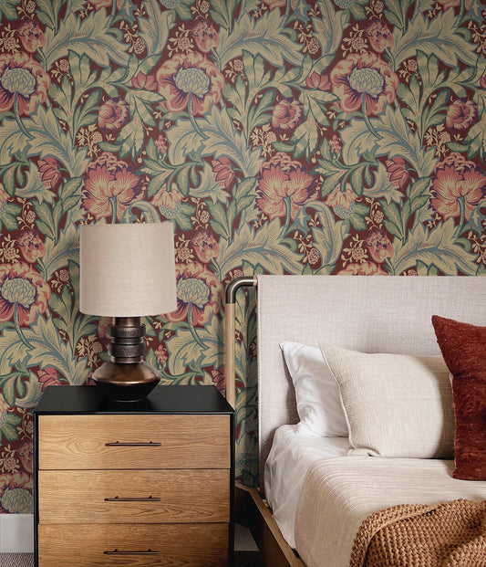 Acanthus Garden Vintage Unpasted Wallpaper