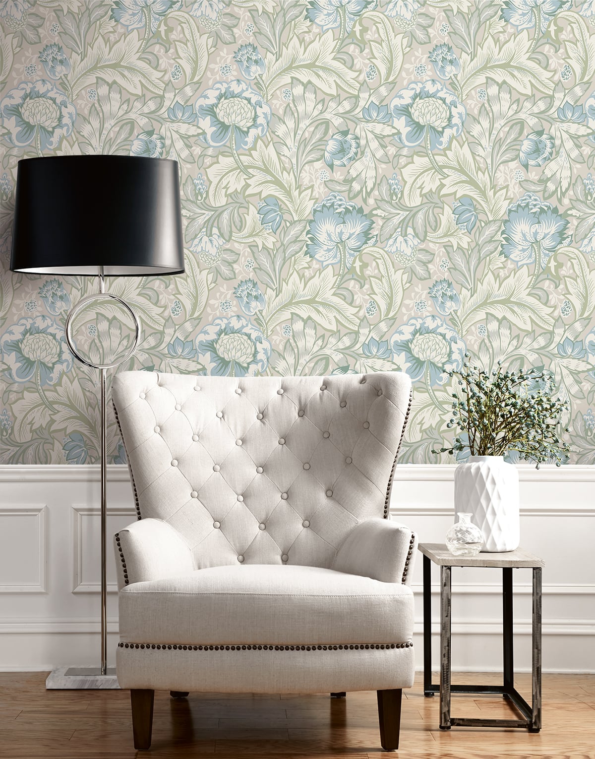 Acanthus Garden Vintage Unpasted Wallpaper